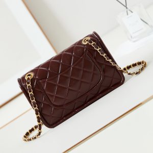 24s small flap bag 23cm burgundy calfskin gold hardware