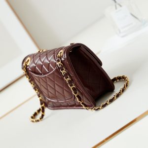 24s small flap bag 23cm burgundy calfskin gold hardware