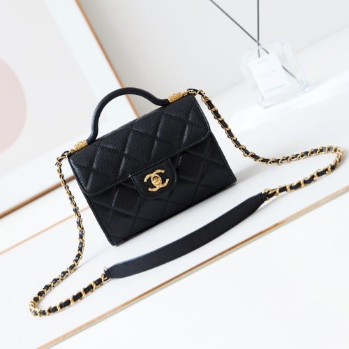 20240622_i1719037985_1203_0_jpg 24a flap bag with top handle 18cm black caviar gold hardware