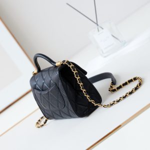 24a flap bag with top handle 18cm black caviar gold hardware