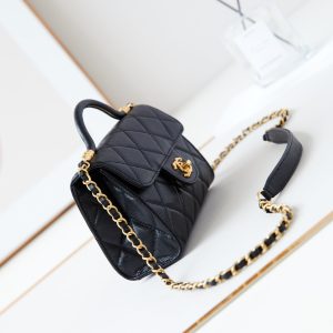 24a flap bag with top handle 18cm black caviar gold hardware
