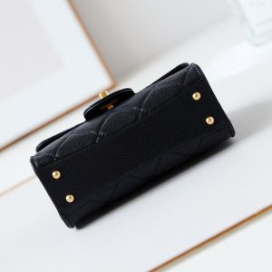 24a flap bag with top handle 18cm black caviar gold hardware