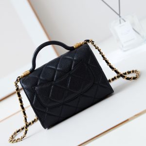 24a flap bag with top handle 18cm black caviar gold hardware