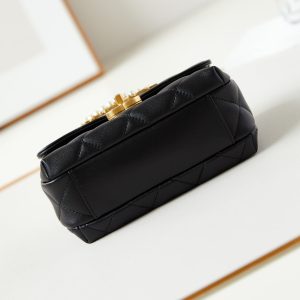 24a mini flap bag 20cm black lambskin pearl and gold hardware