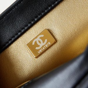 24a mini flap bag 20cm black lambskin pearl and gold hardware