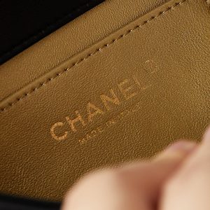 24a mini flap bag 20cm black lambskin pearl and gold hardware