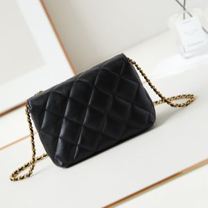 24a mini flap bag 20cm black lambskin pearl and gold hardware