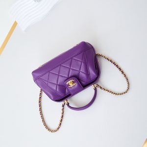 CC 24A Top Handle 18cm Purple Wax Leather Gold Hardware 238467