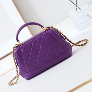 CC 24A Top Handle 18cm Purple Wax Leather Gold Hardware 238467