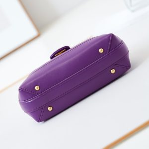 CC 24A Top Handle 18cm Purple Wax Leather Gold Hardware 238467