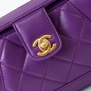 CC 24A Top Handle 18cm Purple Wax Leather Gold Hardware 238467