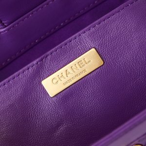 CC 24A Top Handle 18cm Purple Wax Leather Gold Hardware 238467