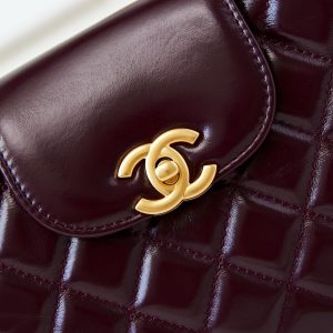 cc 24a nano 19cm kelly shopper bag cherry red lambskin