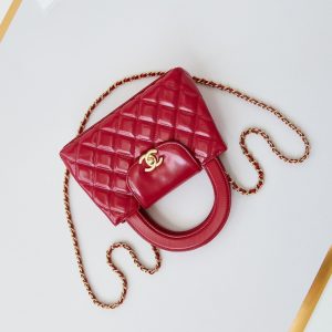 cc 24a nano 19cm kelly shopper bag red lambskin