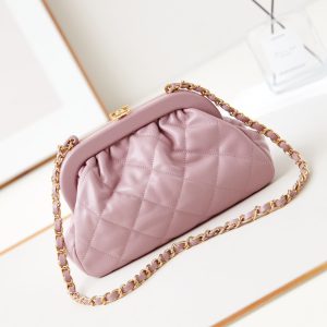 24a clutch 24cm light pink lambskin gold hardware