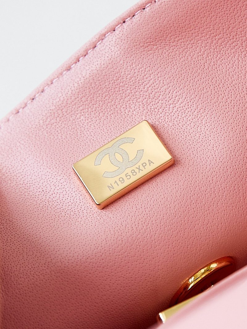 24b mini flap bag  20cm pink lambskin silver purple diamond