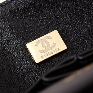 24b medium flap bag 25cm black lambskin silver diamond