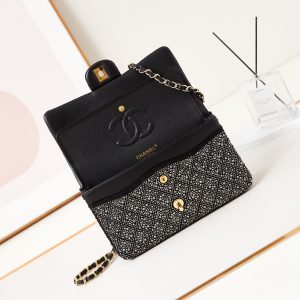 24b medium flap bag 25cm black lambskin silver diamond