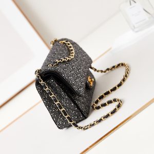 24b medium flap bag 25cm black lambskin silver diamond