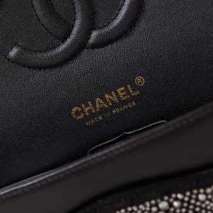 24b medium flap bag 25cm black lambskin silver diamond