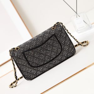 24b medium flap bag 25cm black lambskin silver diamond