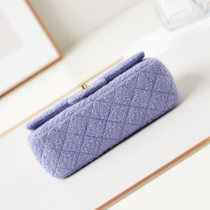 24p small flap bag 20cm purple blue tweed gold hardware