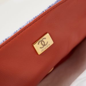 24p small flap bag 20cm purple blue tweed gold hardware