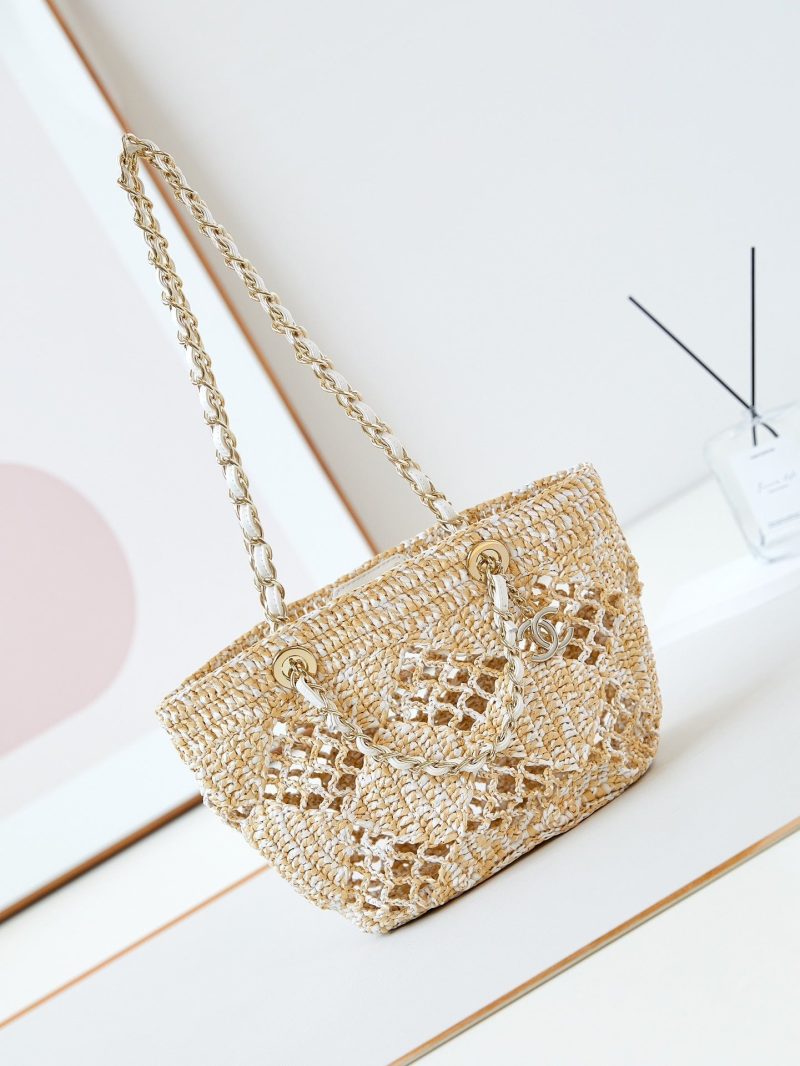 cc coco beach bag 32cm beige raffia white leather