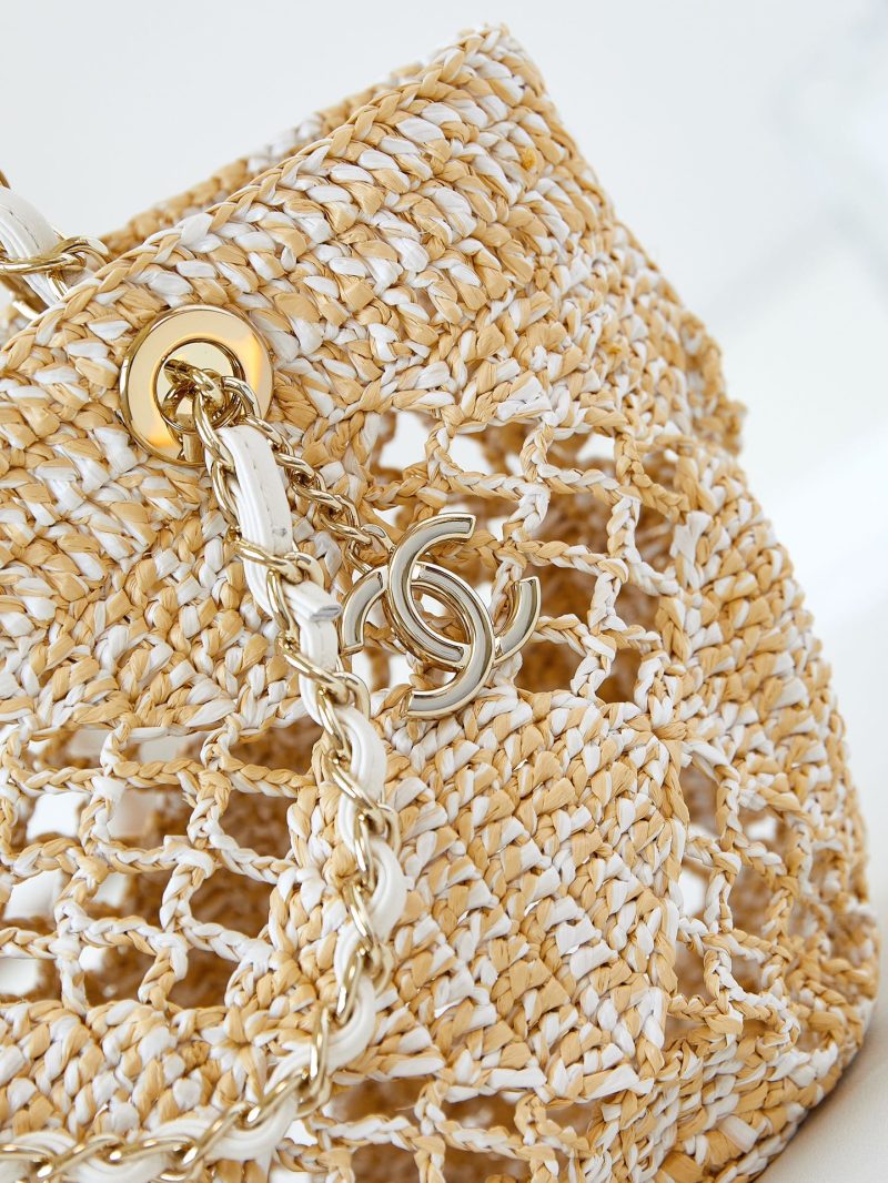 cc coco beach bag 32cm beige raffia white leather