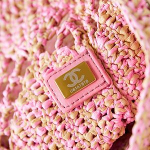 cc coco beach bag 32cm pink raffia