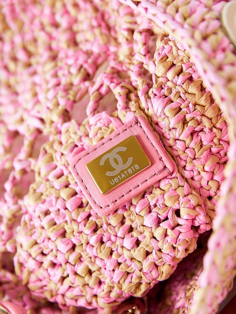 cc coco beach bag 32cm pink raffia