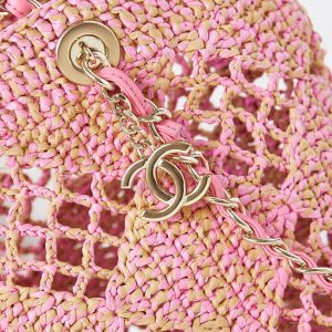 cc coco beach bag 32cm pink raffia