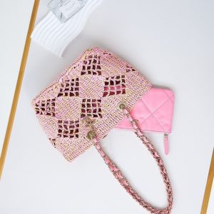 cc coco beach bag 32cm pink raffia