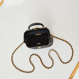 CC 24A Mini Top Handle 13cm Black Wax Leather Gold Hardware 238455