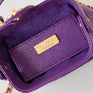 CC 24A Mini Top Handle 13cm Purple Wax Leather Gold Hardware 238457