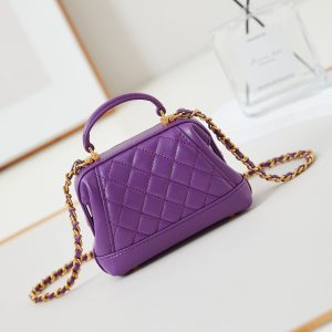 CC 24A Mini Top Handle 13cm Purple Wax Leather Gold Hardware 238457