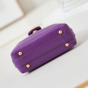 CC 24A Mini Top Handle 13cm Purple Wax Leather Gold Hardware 238457