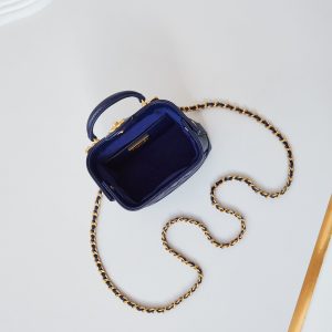 CC 24A Mini Top Handle 13cm Night Blue Wax Leather Gold Hardware 238459