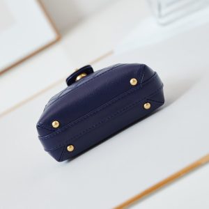 CC 24A Mini Top Handle 13cm Night Blue Wax Leather Gold Hardware 238459
