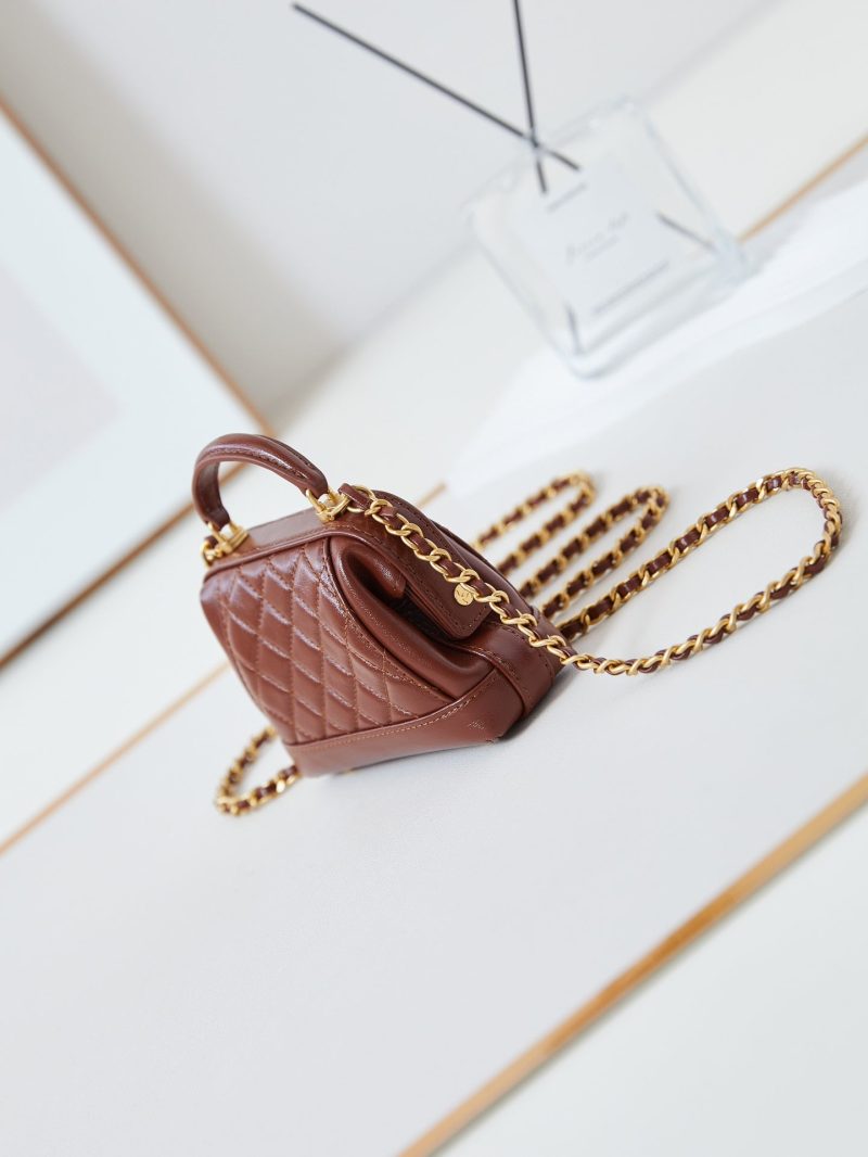 20240810_i1723219910_1770_3_jpg CC 24A Mini Top Handle 13cm Brown Wax Leather Gold Hardware 238463