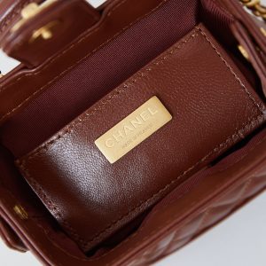 20240810_i1723219910_7380_8_jpg CC 24A Mini Top Handle 13cm Brown Wax Leather Gold Hardware 238463