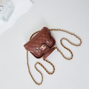 20240810_i1723219910_90_6_jpg CC 24A Mini Top Handle 13cm Brown Wax Leather Gold Hardware 238463