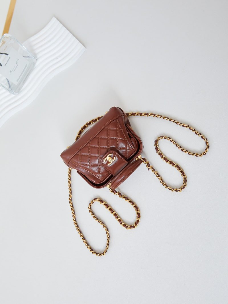 20240810_i1723219910_90_6_jpg CC 24A Mini Top Handle 13cm Brown Wax Leather Gold Hardware 238463