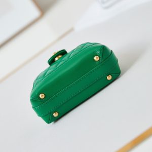 20240810_i1723219950_5310_5_jpg CC 24A Mini Top Handle 13cm Green Wax Leather Gold Hardware 238465