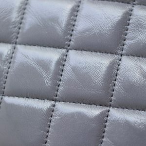 cc 24a flap bag 20cm top handle grey lambskin gold hardware