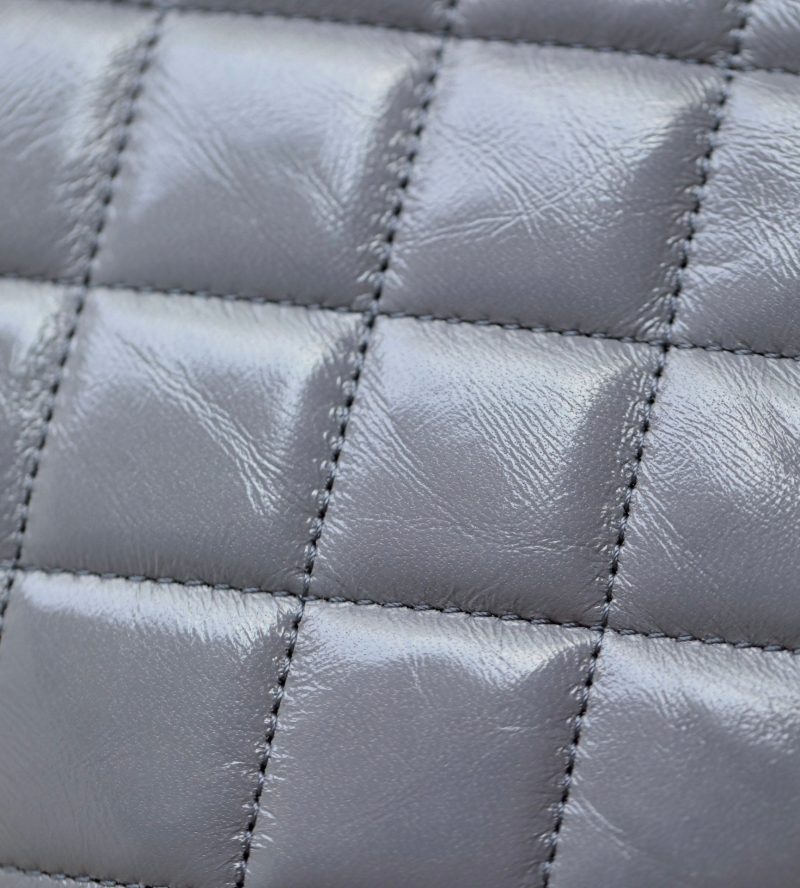 cc 24a flap bag 20cm top handle grey lambskin gold hardware