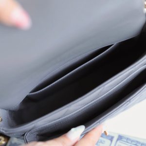 cc 24a flap bag 20cm top handle grey lambskin gold hardware