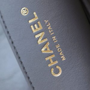 cc 24a flap bag 20cm top handle grey lambskin gold hardware