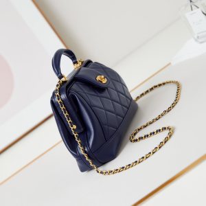 CC 24A Top Handle 23.5cm Night Blue Wax Leather Gold Hardware 238473