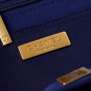 CC 24A Top Handle 23.5cm Night Blue Wax Leather Gold Hardware 238473